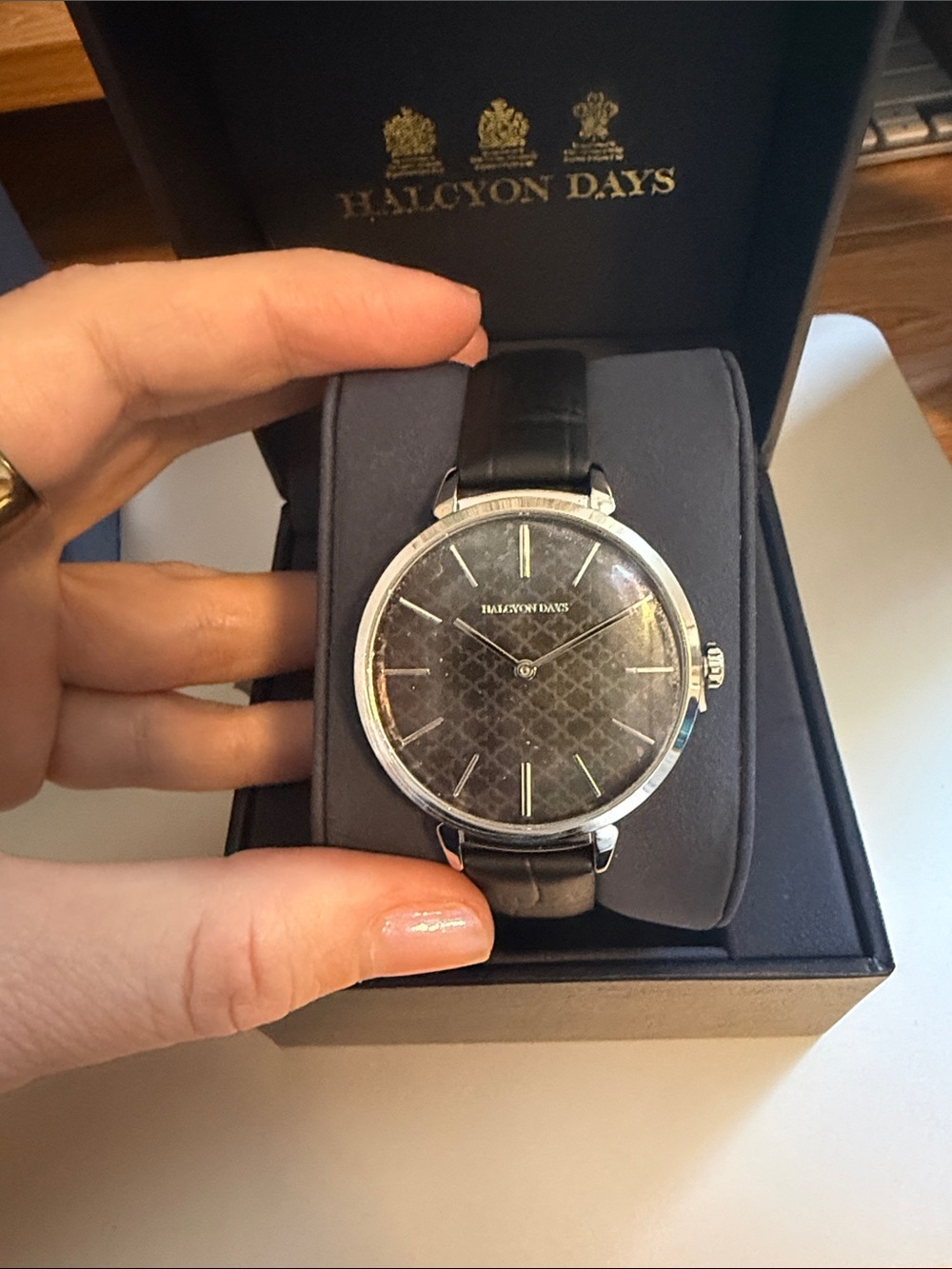 Halcyon Days HD 2003 Black and Silver Tone Watch